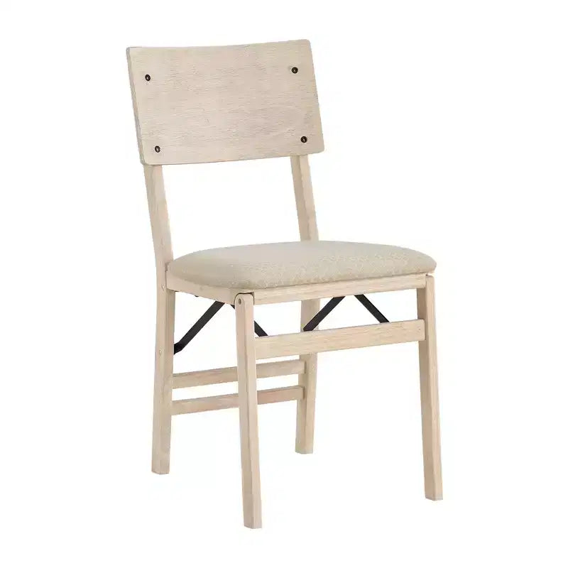 Lot de 2 chaises de salle à manger pliantes en bois massif de qualité supérieure à dossier incurvé avec siège rembourré en tissu, non fini