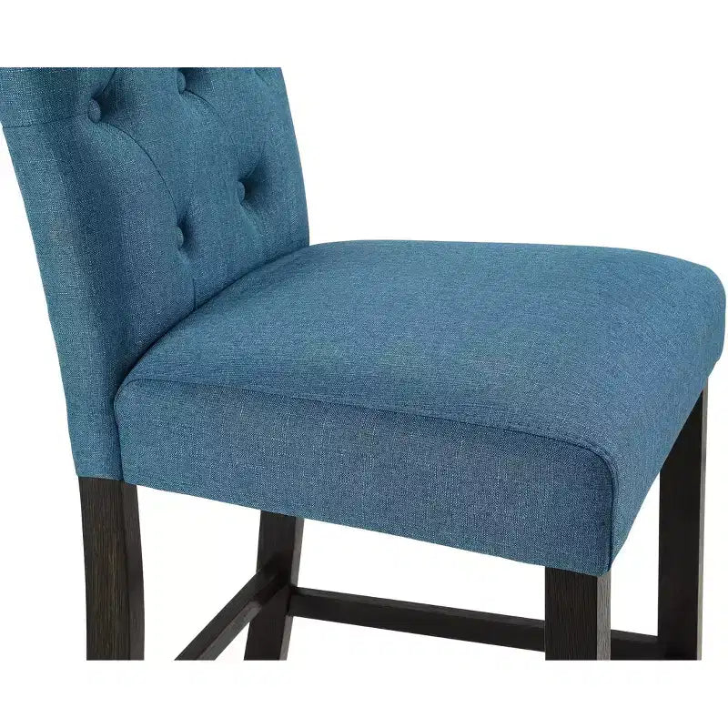 Tabourets de bar capitonnés en bois massif (lot de 2), bleus