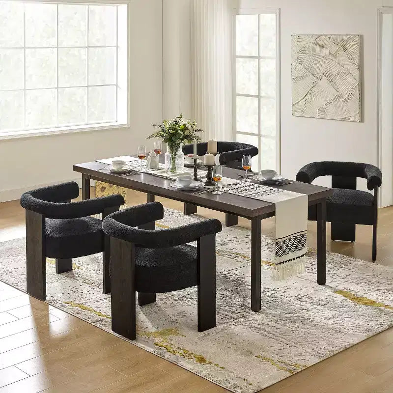 Ensemble de 4 chaises de salle à manger Boucle avec dossier rond plein