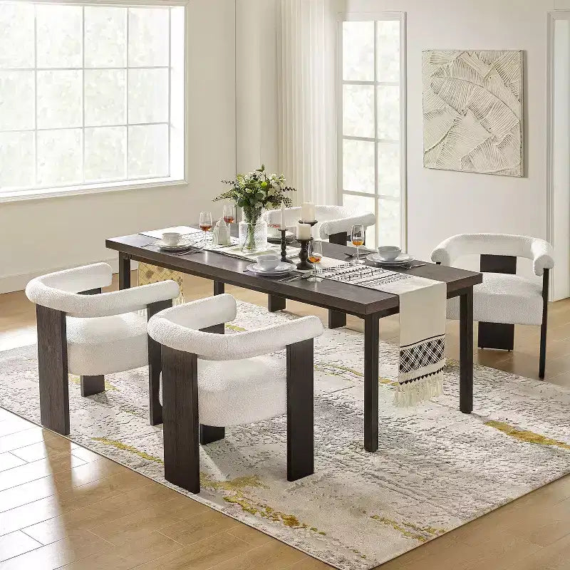 Ensemble de 4 chaises de salle à manger Boucle avec dossier rond plein