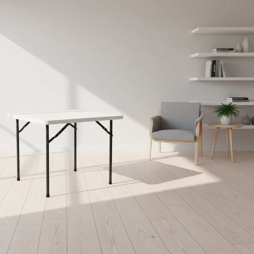 Alera Square Plastic Folding Table, 36w x 36d x 29.25h, White