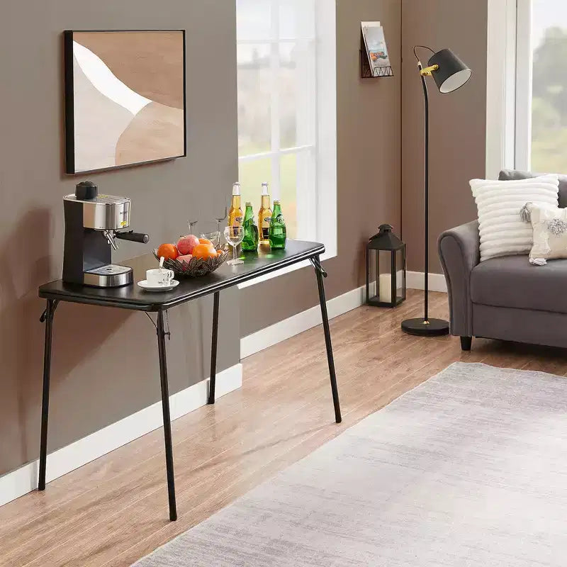 Table pliante en plastique de 122 cm avec sac de rangement, table portable robuste d'intérieur/extérieur avec poignée/verrouillage pour pique-nique, noire