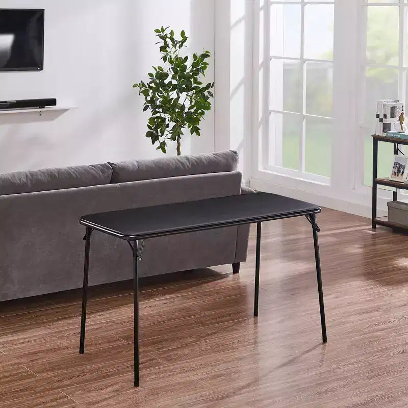 Table pliante en plastique de 122 cm avec sac de rangement, table portable robuste d'intérieur/extérieur avec poignée/verrouillage pour pique-nique, noire