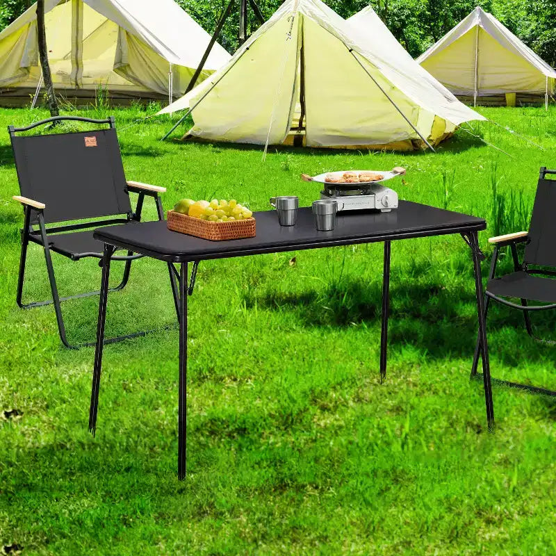 Table pliante en plastique de 122 cm avec sac de rangement, table portable robuste d'intérieur/extérieur avec poignée/verrouillage pour pique-nique, noire
