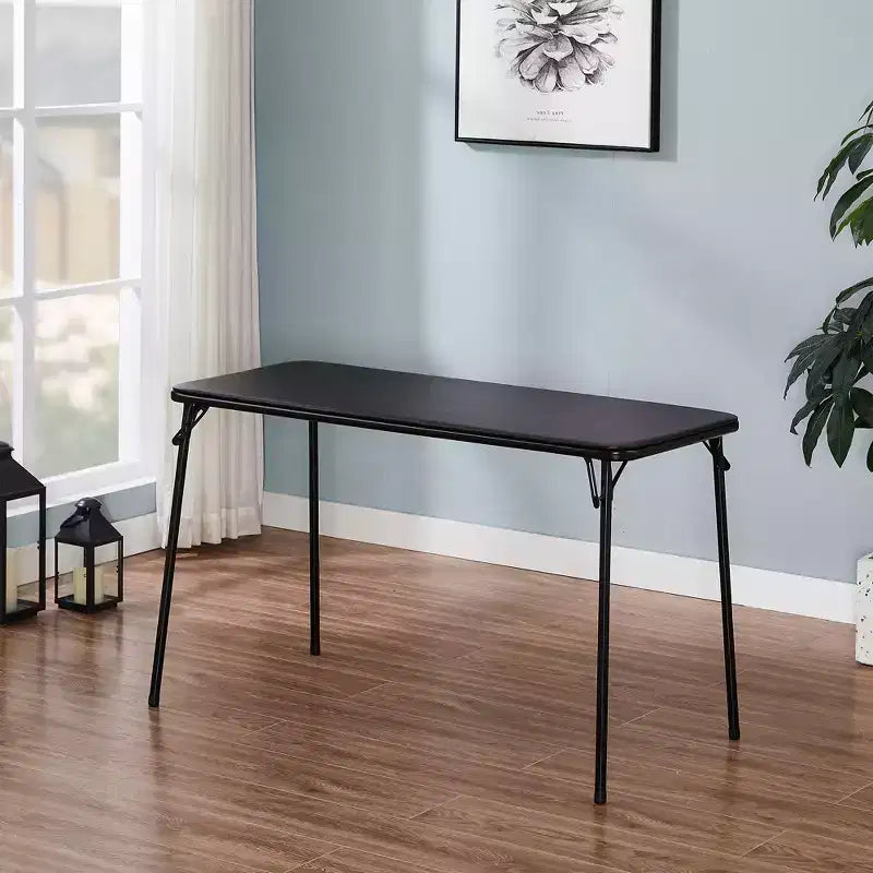 Table pliante en plastique de 122 cm avec sac de rangement, table portable robuste d'intérieur/extérieur avec poignée/verrouillage pour pique-nique, noire