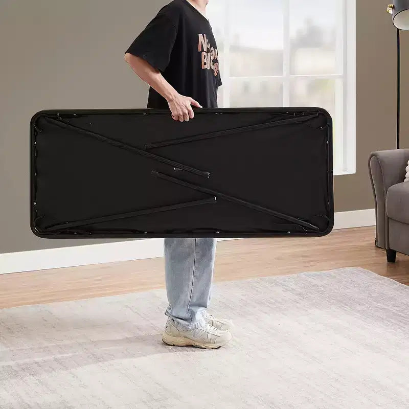 Table pliante en plastique de 122 cm avec sac de rangement, table portable robuste d'intérieur/extérieur avec poignée/verrouillage pour pique-nique, noire