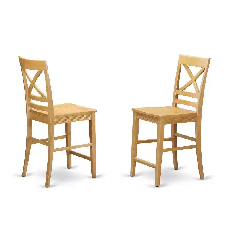 Lot de 2 tabourets de bar à hauteur de comptoir, en bois massif avec dossier à lattes