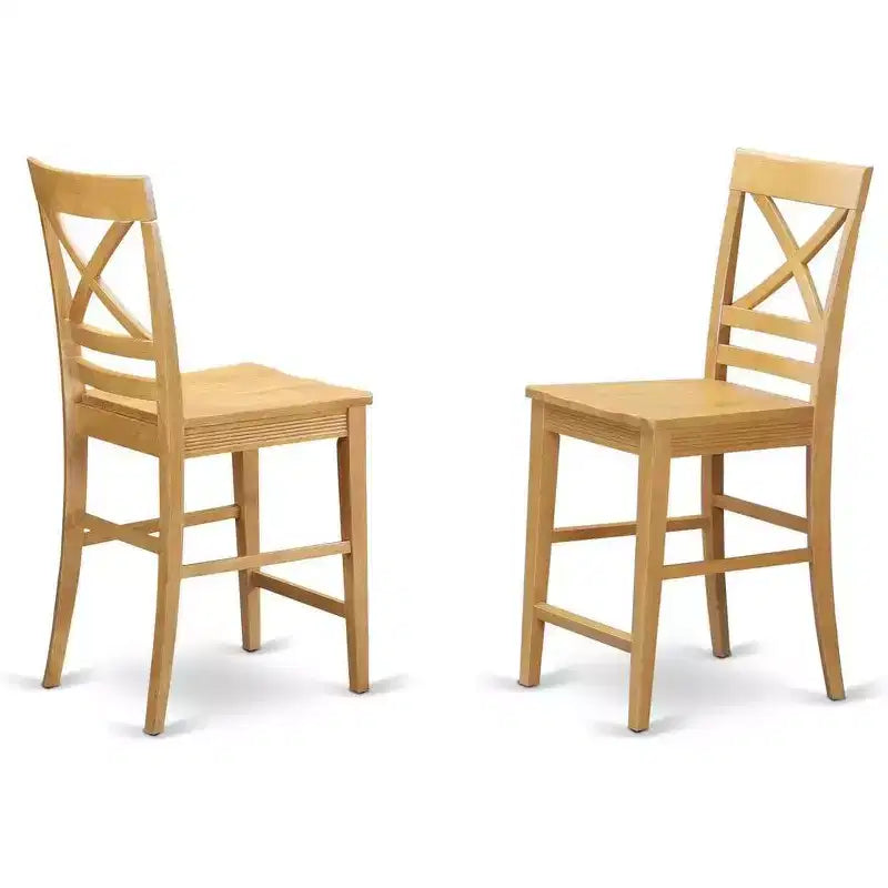 Lot de 2 tabourets de bar à hauteur de comptoir, en bois massif avec dossier à lattes