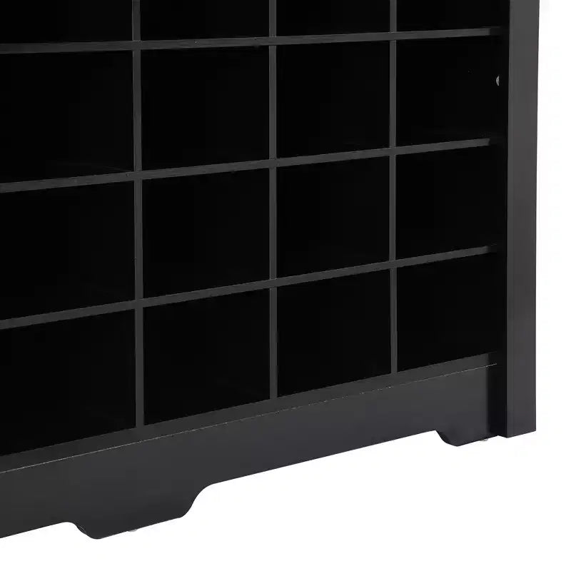 Meuble de rangement rustique pour chaussures d'entrée avec 24 compartiments et base incurvée
