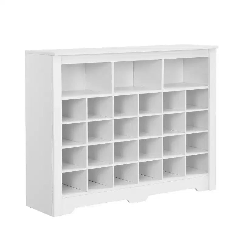 Meuble de rangement rustique pour chaussures d'entrée avec 24 compartiments et base incurvée