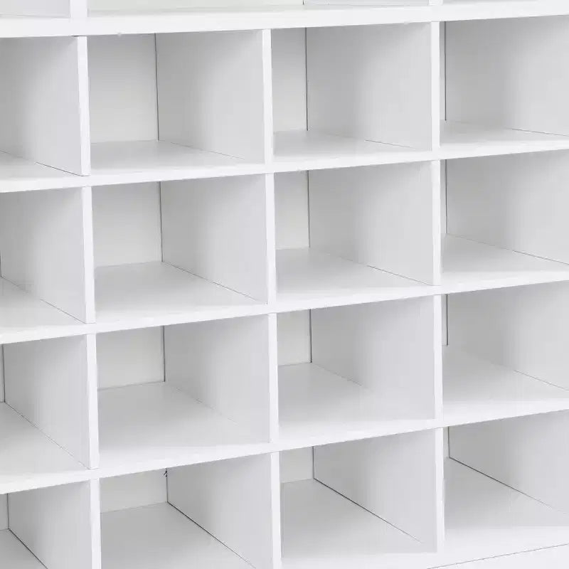 Meuble de rangement rustique pour chaussures d'entrée avec 24 compartiments et base incurvée