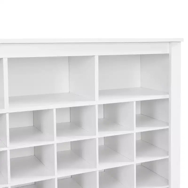 Meuble de rangement rustique pour chaussures d'entrée avec 24 compartiments et base incurvée