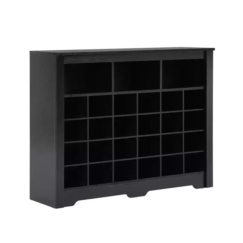 Meuble de rangement rustique pour chaussures d'entrée avec 24 compartiments et base incurvée