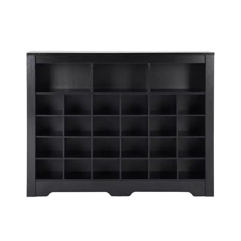 Meuble de rangement rustique pour chaussures d'entrée avec 24 compartiments et base incurvée