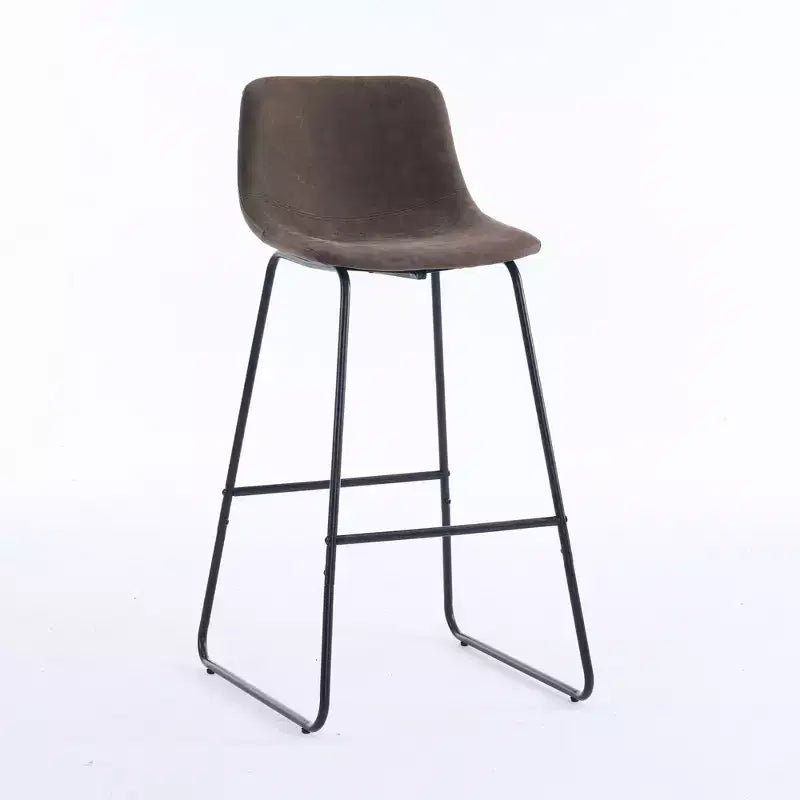 Tabourets de bar à hauteur de comptoir en fausse peau de mouton, lot de 2 avec repose-pieds, brun foncé, 24 po