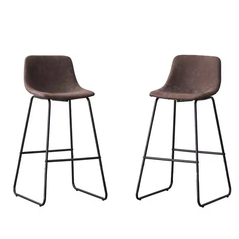 Tabourets de bar à hauteur de comptoir en fausse peau de mouton, lot de 2 avec repose-pieds, brun foncé, 24 po