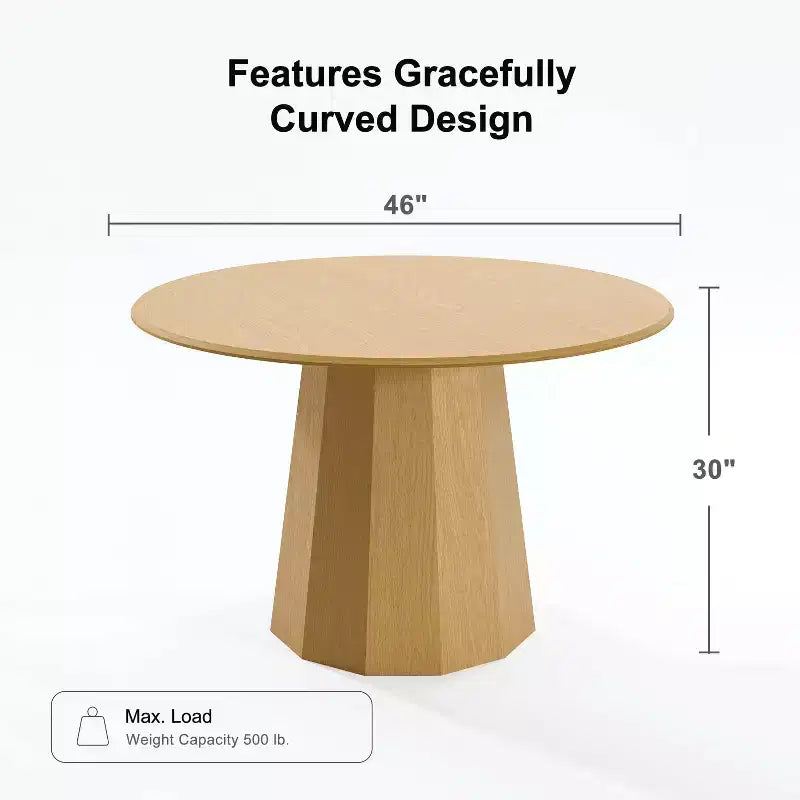 Table à manger ronde en bois massif de 46 po