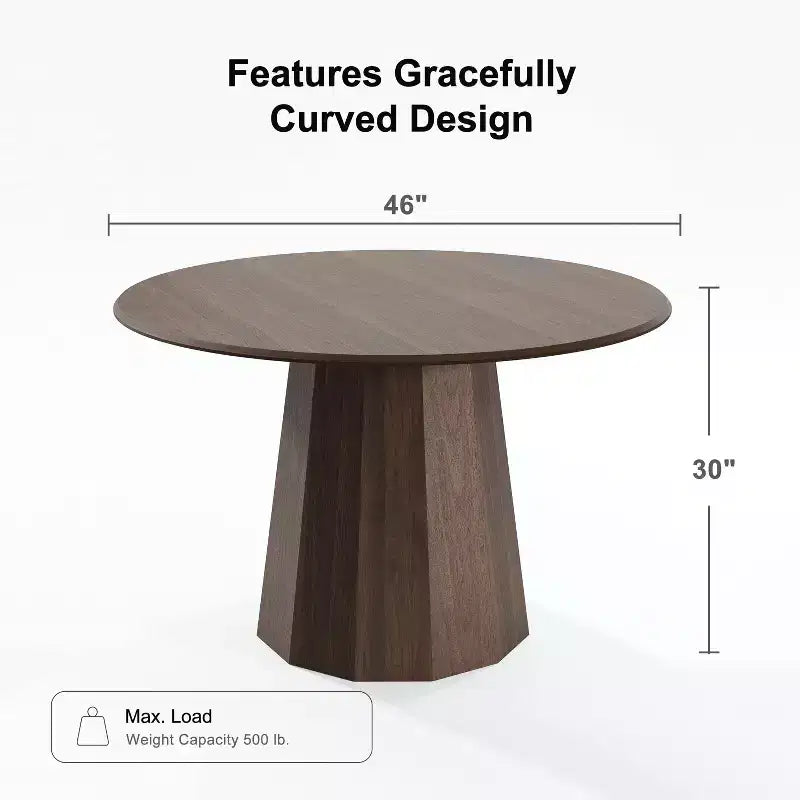 Table à manger ronde en bois massif de 46 po