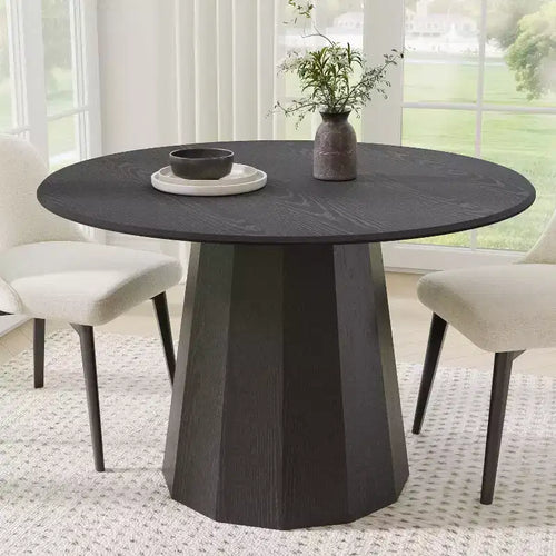 Table à manger ronde en bois massif de 46 po