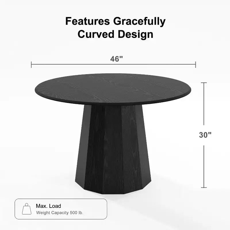 Table à manger ronde en bois massif de 46 po