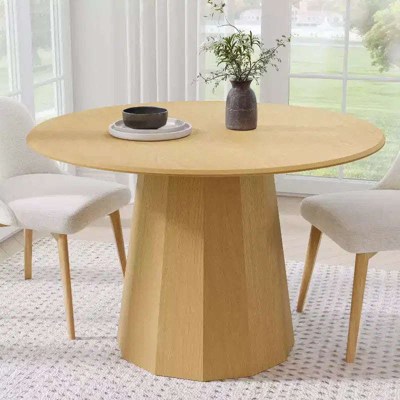 Table à manger ronde en bois massif de 46 po