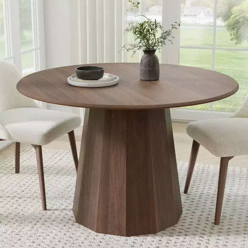 Table à manger ronde en bois massif de 46 po
