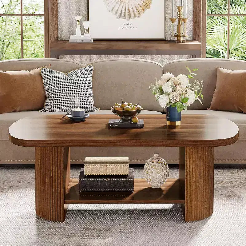 Table basse ovale à 2 niveaux