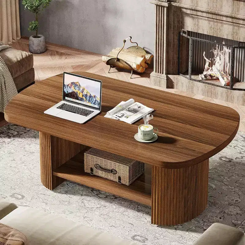 Table basse ovale à 2 niveaux