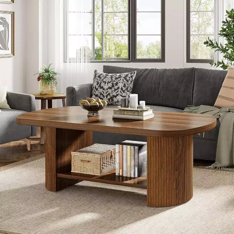 Table basse ovale à 2 niveaux