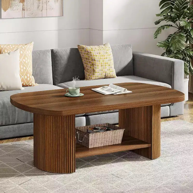 Table basse ovale à 2 niveaux