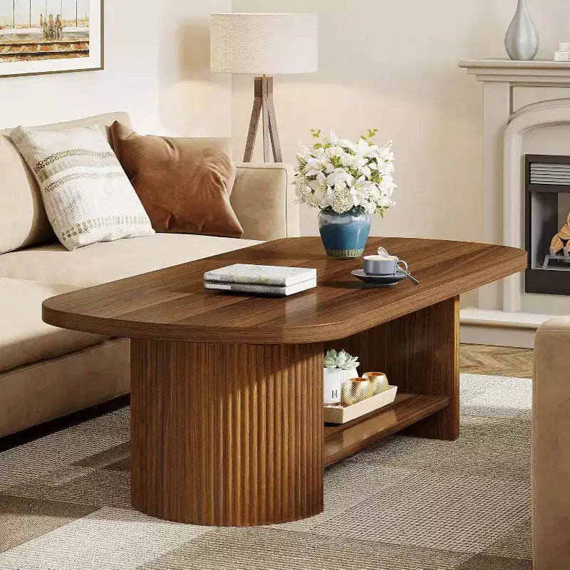 Table basse ovale à 2 niveaux