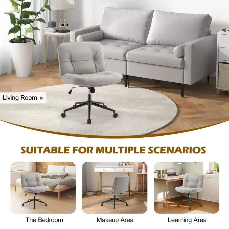 Fauteuil de bureau ergonomique sans accoudoirs en cuir PU, hauteur réglable et roulettes omnidirectionnelles