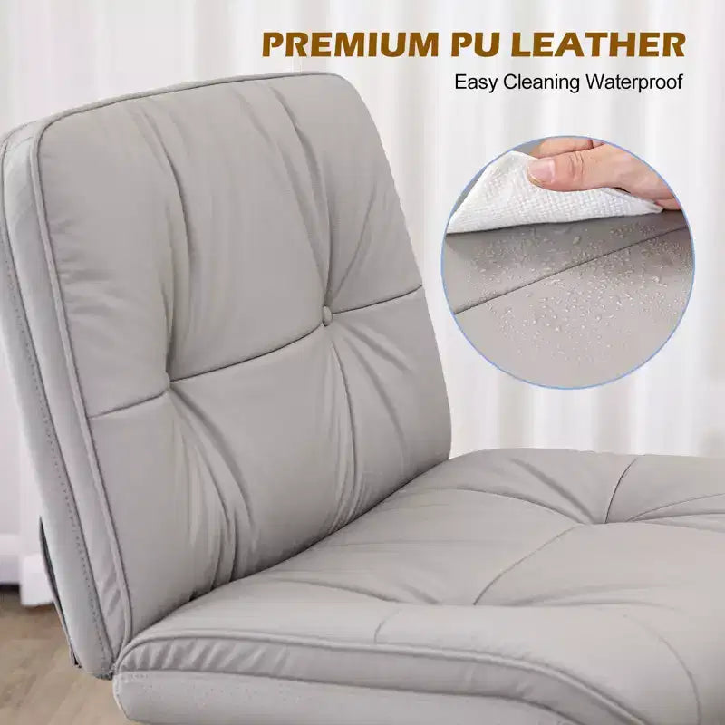Fauteuil de bureau ergonomique sans accoudoirs en cuir PU, hauteur réglable et roulettes omnidirectionnelles