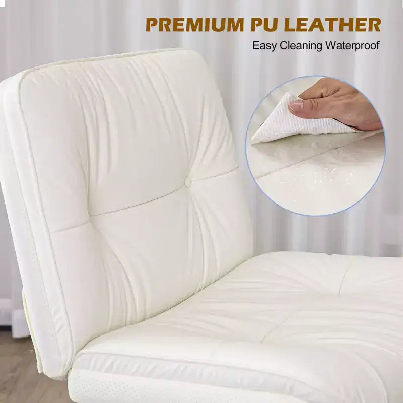 Fauteuil de bureau ergonomique sans accoudoirs en cuir PU, hauteur réglable et roulettes omnidirectionnelles