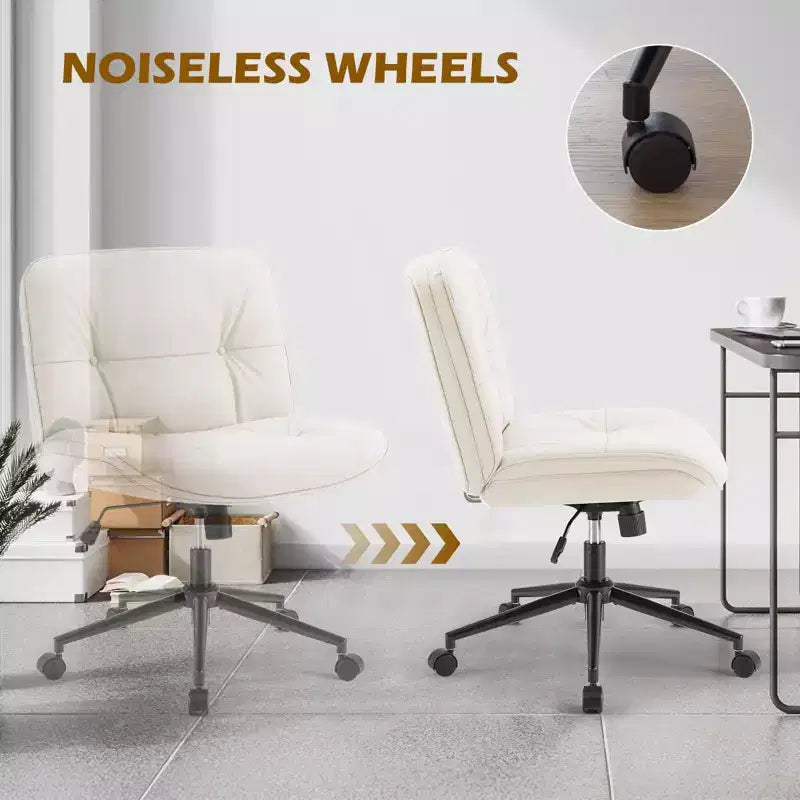 Fauteuil de bureau ergonomique sans accoudoirs en cuir PU, hauteur réglable et roulettes omnidirectionnelles