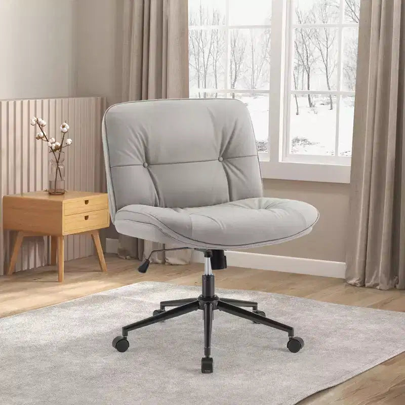 Fauteuil de bureau ergonomique sans accoudoirs en cuir PU, hauteur réglable et roulettes omnidirectionnelles