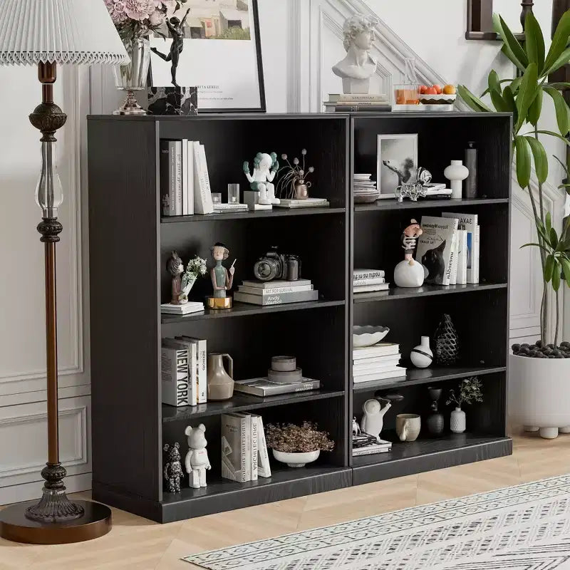 49x31x16 Meuble de rangement d'appoint en bois avec étagère réglable, sans porte, noir