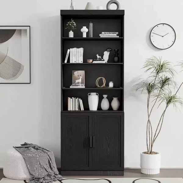 49x31x16 Meuble de rangement d'appoint en bois avec étagère réglable, sans porte, noir