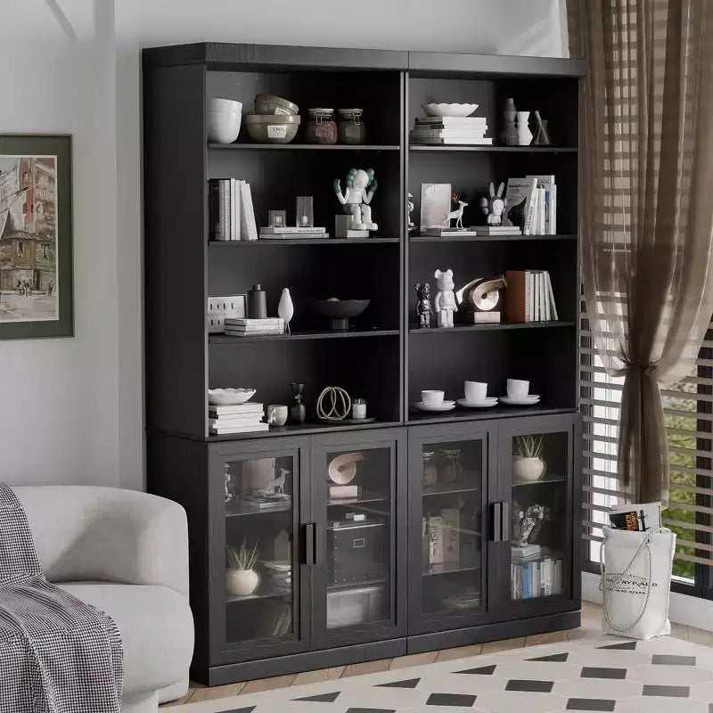 49x31x16 Meuble de rangement d'appoint en bois avec étagère réglable, sans porte, noir