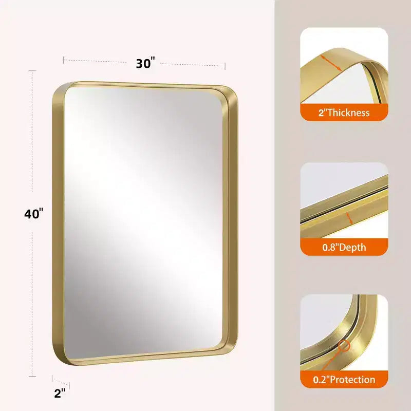 Miroir mural en aluminium à bord fin