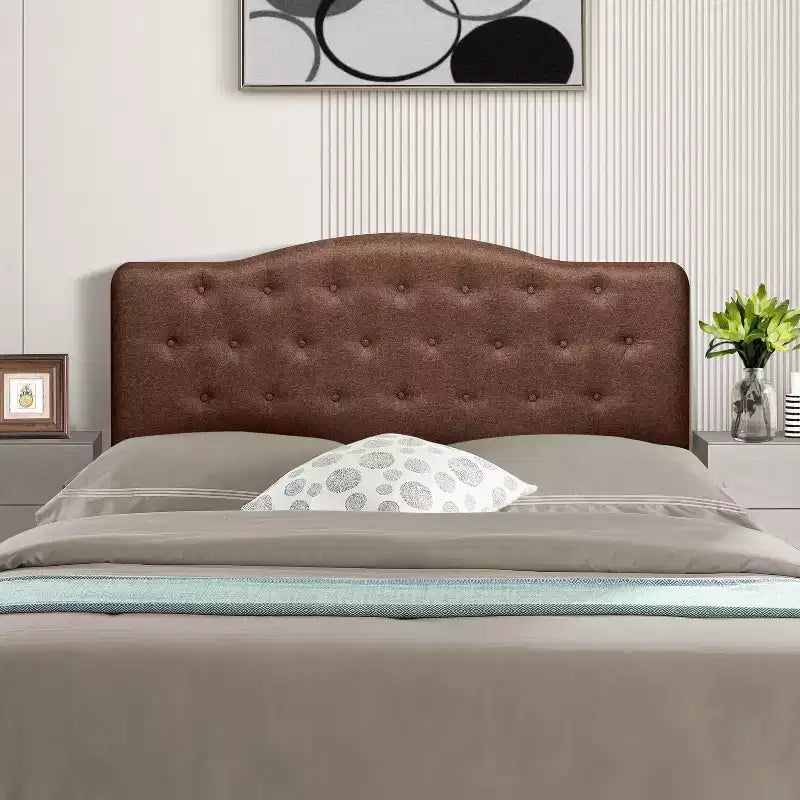Tête de lit capitonnée en lin, taille Queen, avec hauteur réglable, fixation murale ou sur cadre de lit
