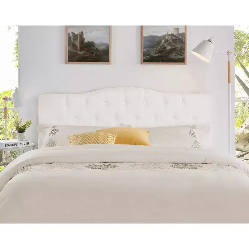 Tête de lit capitonnée en lin, taille Queen, avec hauteur réglable, fixation murale ou sur cadre de lit