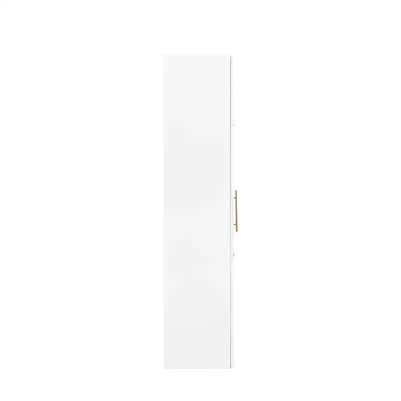 Meuble de rangement multifonctionnel 43W pour garde-manger de cuisine avec étagère coulissante à plusieurs niveaux et 4 portes, blanc