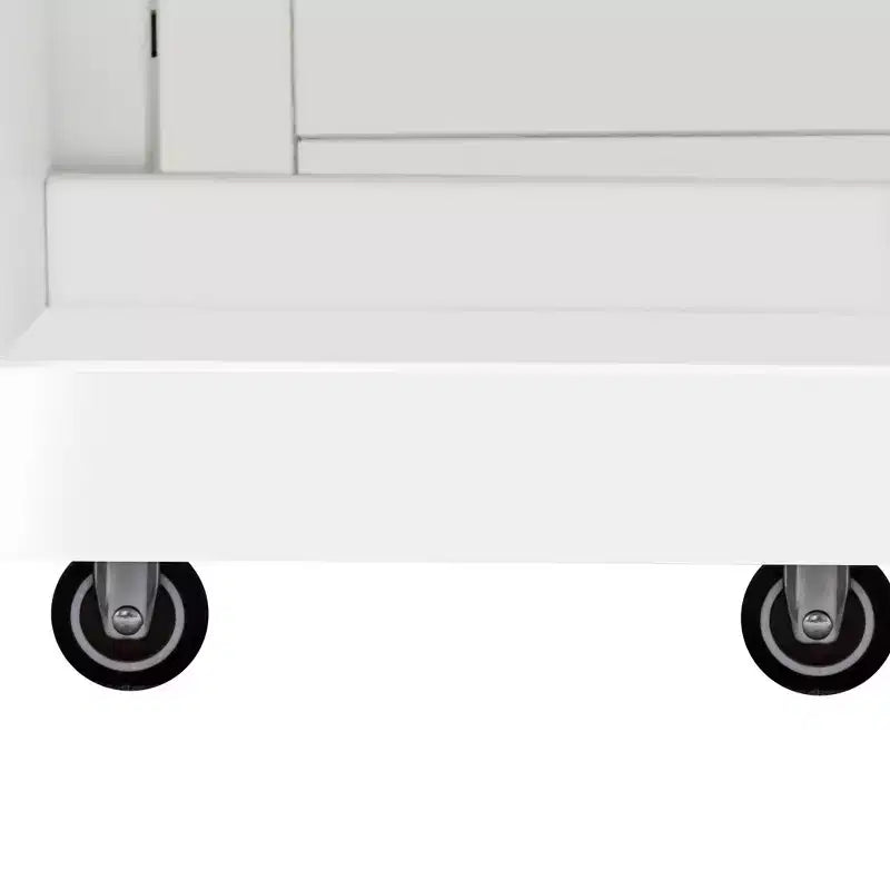 Meuble de rangement multifonctionnel 43W pour garde-manger de cuisine avec étagère coulissante à plusieurs niveaux et 4 portes, blanc