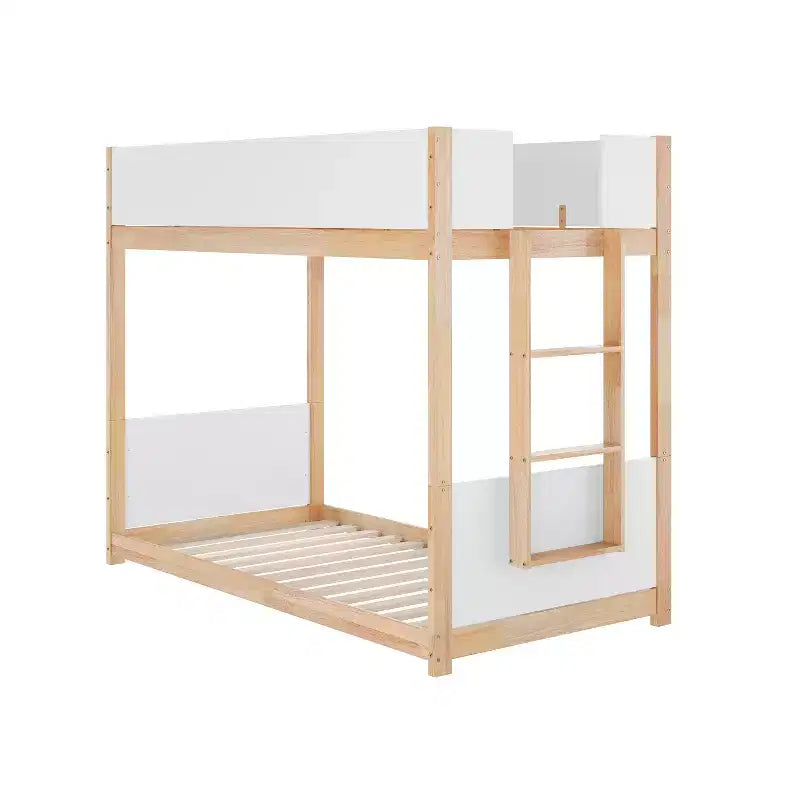 Lit superposé pour enfants en bois massif transformable, deux lits jumeaux, avec échelle, sommier tapissier non requis
