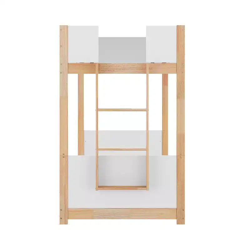 Lit superposé pour enfants en bois massif transformable, deux lits jumeaux, avec échelle, sommier tapissier non requis