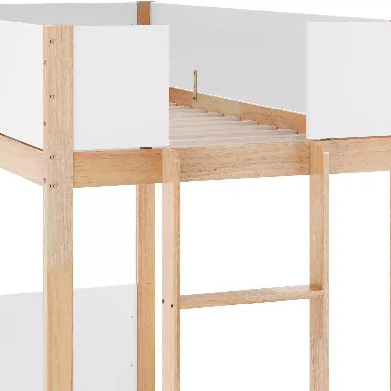 Lit superposé pour enfants en bois massif transformable, deux lits jumeaux, avec échelle, sommier tapissier non requis
