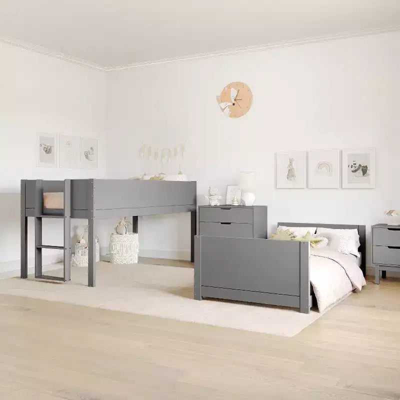 Lit superposé pour enfants en bois massif transformable, deux lits jumeaux, avec échelle, sommier tapissier non requis