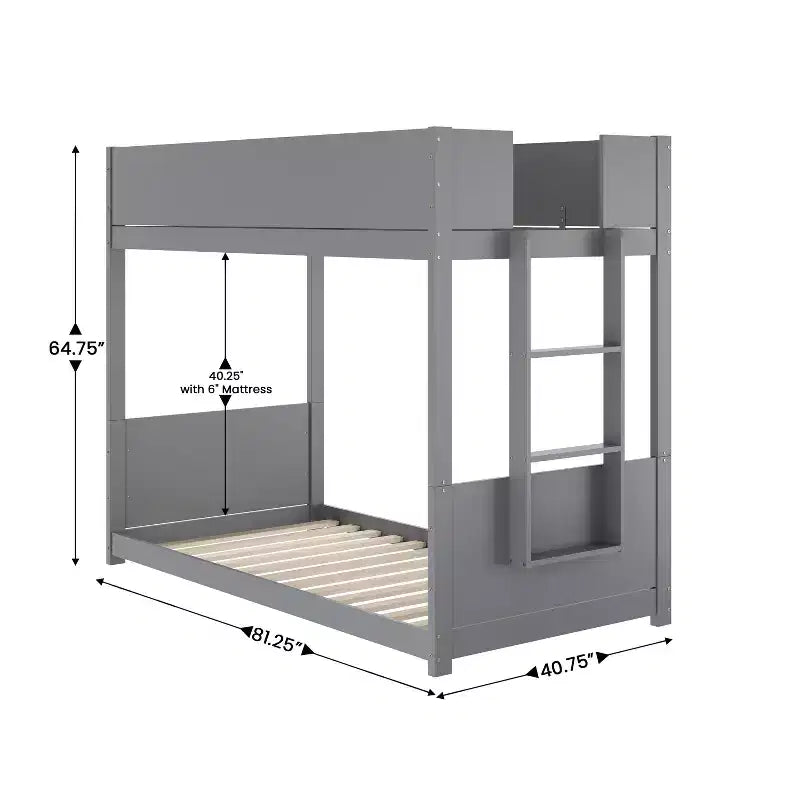 Lit superposé pour enfants en bois massif transformable, deux lits jumeaux, avec échelle, sommier tapissier non requis