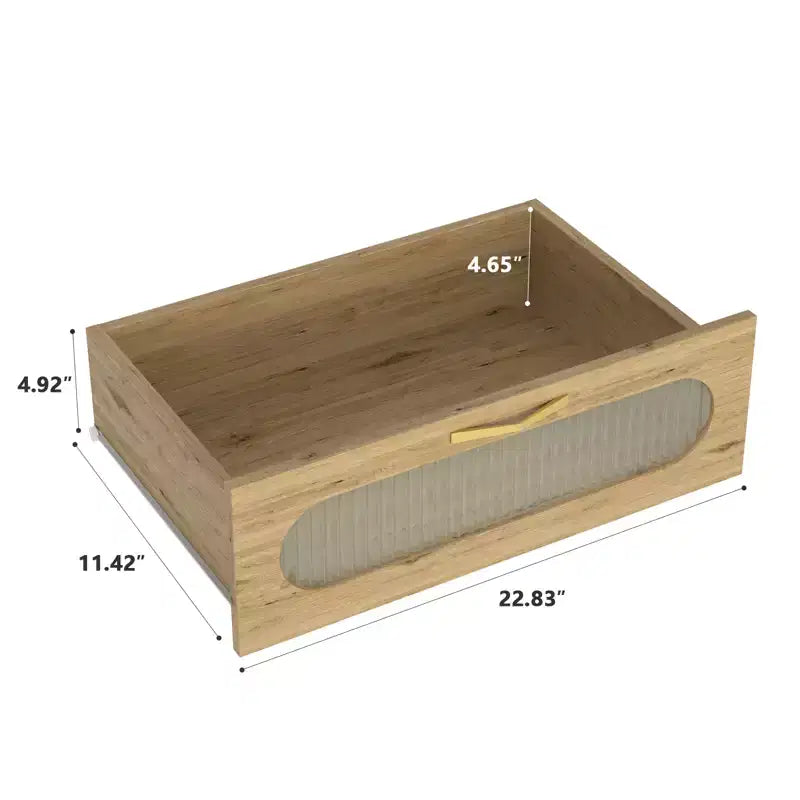 Commode horizontale en bois à six tiroirs avec poignées dorées 47,24 po L, style ferme